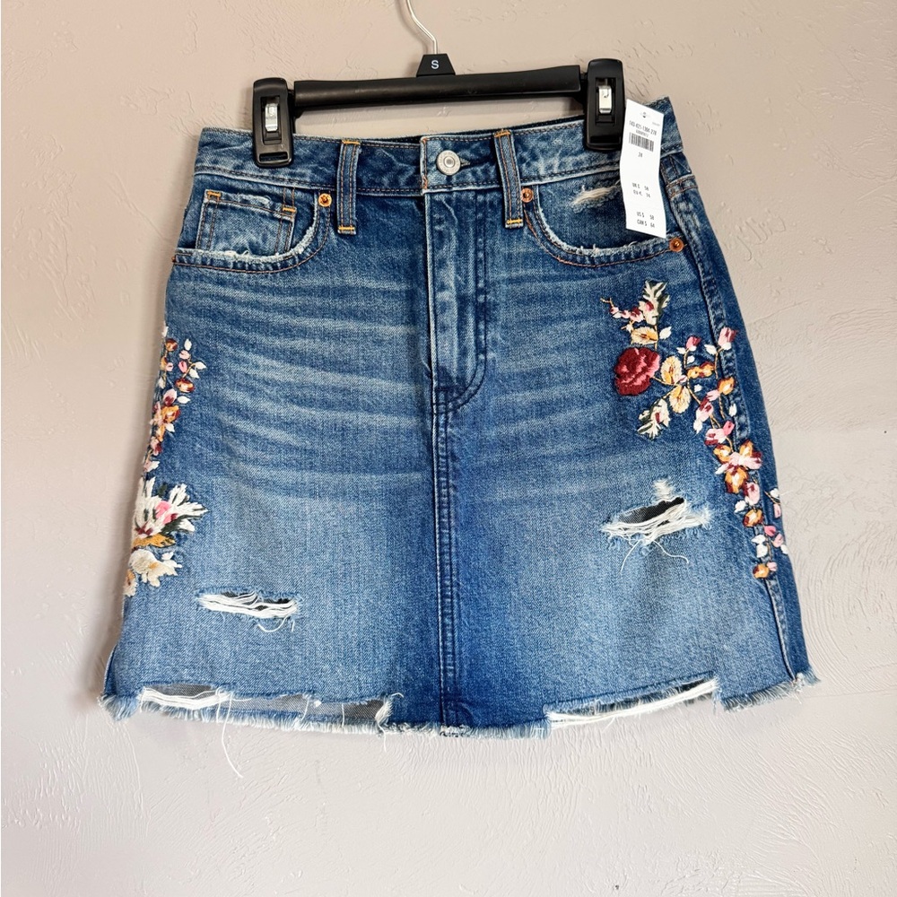 Abercrombie & Fitch Embroidered Denim Skirt